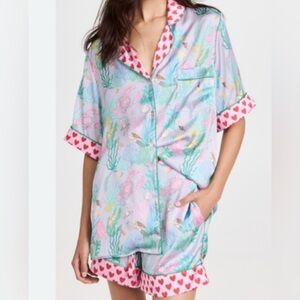 Karen Mabon Pink Mermaid Under The Sea Pajama Set Top Shorts XXL Satin